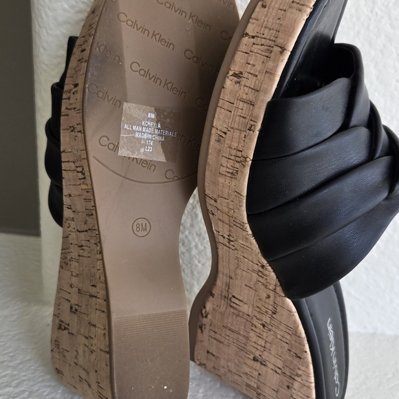 Calvin Klein Kcheyla Black Cork Wedge Mules - Picture 6 of 6